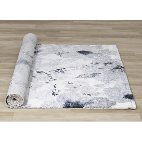 Red Barrel Studio® Mckenzie Performance Gray/Cream/Blue Rug & Reviews
